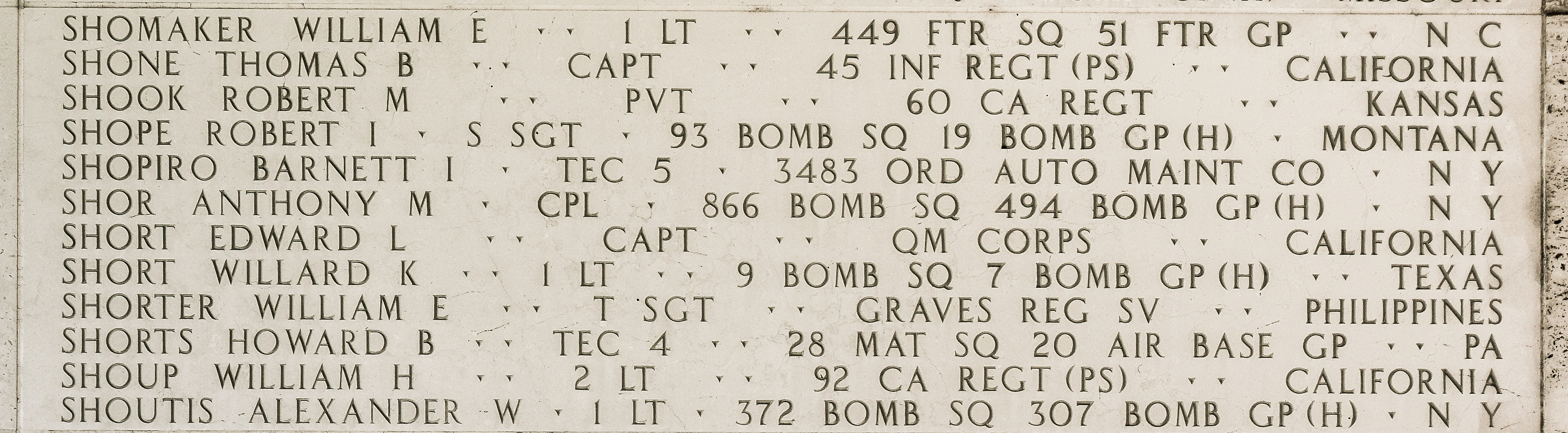 William E. Shomaker, First Lieutenant